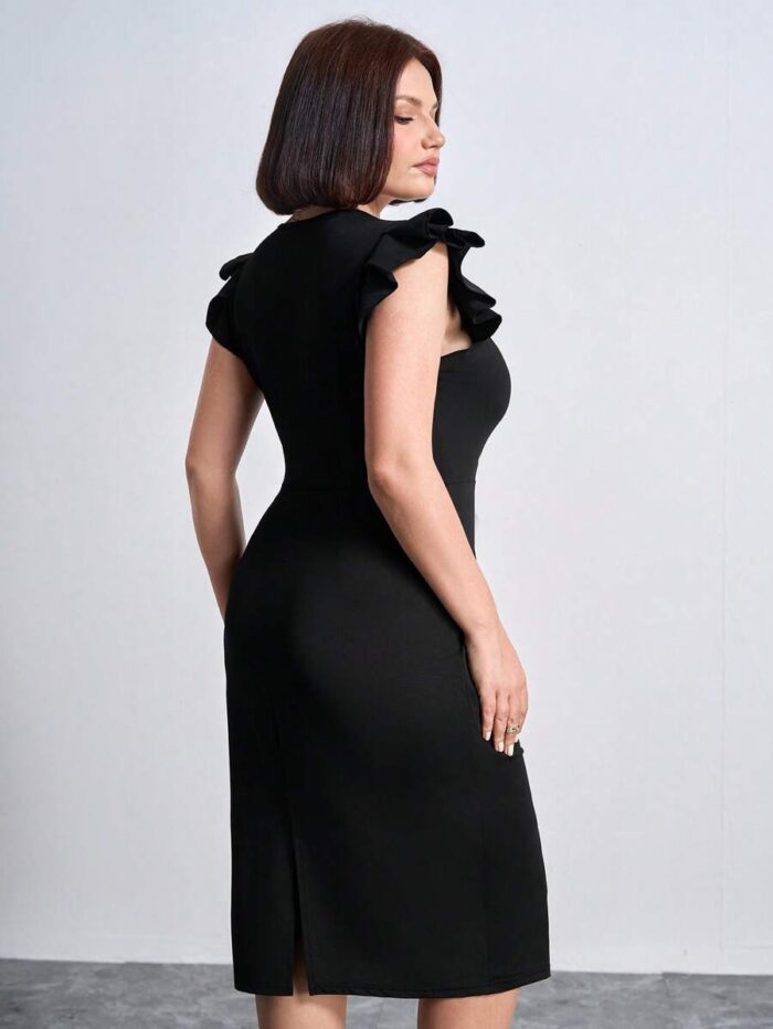 SHEIN GRANDE TAILLE (44/46/48/50/52/54) – Robe noire unie sans manches, style casual et polyvalent ( sans ceinture) E178 https://sheinstyle.store original Algerie DZ
