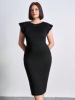 SHEIN GRANDE TAILLE (44/46/48/50/52/54) – Robe noire unie sans manches, style casual et polyvalent ( sans ceinture) E178 https://sheinstyle.store original Algerie DZ