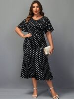 SHEIN GRANDE TAILLE (44/46/48) – Robe à pois manches bouffantes pour femme E13 https://sheinstyle.store original Algerie DZ