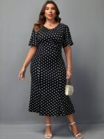 SHEIN GRANDE TAILLE (44/46/48) – Robe à pois manches bouffantes pour femme E13 https://sheinstyle.store original Algerie DZ