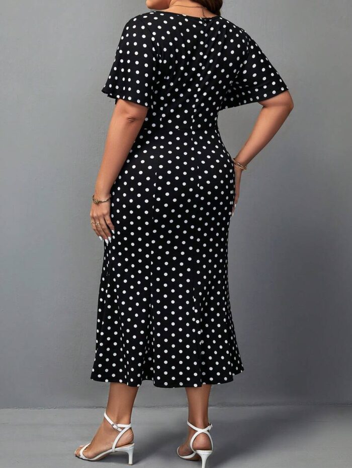 SHEIN GRANDE TAILLE (44/46/48) – Robe à pois manches bouffantes pour femme E13 https://sheinstyle.store original Algerie DZ