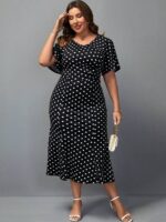 SHEIN GRANDE TAILLE (44/46/48) – Robe à pois manches bouffantes pour femme E13 https://sheinstyle.store original Algerie DZ