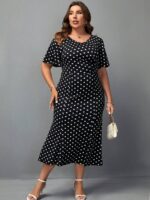 SHEIN GRANDE TAILLE (44/46/48) – Robe à pois manches bouffantes pour femme E13 https://sheinstyle.store original Algerie DZ