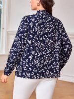 SHEIN GRANDE TAILLE (44/46/48/50/52/54) – Blouse à imprimé marguerites avec nœud au col V17 https://sheinstyle.store original Algerie DZ