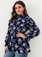 SHEIN GRANDE TAILLE (46/48/52/54) Blouse fleurie à plis avec volants et manches bouffantes V13 https://sheinstyle.store original Algerie DZ