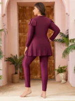 SHEIN GRANDE TAILLE (44/46/48/50/52/54) – Burkini à manches longues avec volants et pantalon assorti E64 https://sheinstyle.store original Algerie DZ
