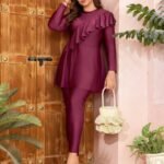 SHEIN GRANDE TAILLE (44/46/48/50/52/54) – Burkini à manches longues avec volants et pantalon assorti E64 https://sheinstyle.store original Algerie DZ