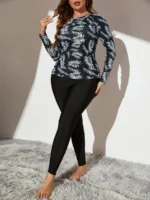 SHEIN GRANDE TAILLE (44/46/48/50/52/54) – Burkini tropical couvrant avec paréo assorti E27 https://sheinstyle.store original Algerie DZ
