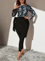 SHEIN GRANDE TAILLE (44/46/48/50/52/54) – Burkini tropical couvrant avec paréo assorti E27 https://sheinstyle.store original Algerie DZ