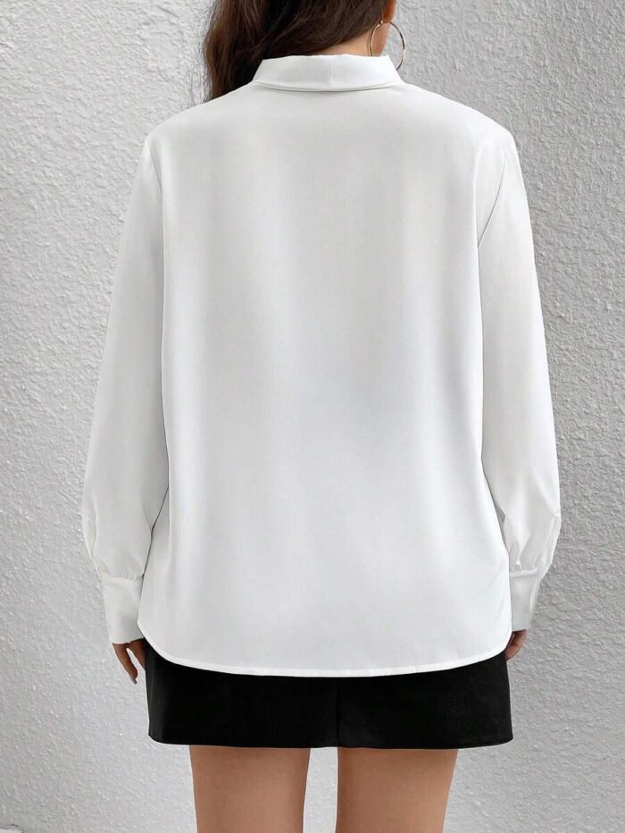 SHEIN GRANDE TAILLE (48/50) Chemisier élégant uni à col noué et manches longues E154 https://sheinstyle.store original Algerie DZ