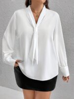 SHEIN GRANDE TAILLE (48/50) Chemisier élégant uni à col noué et manches longues E154 https://sheinstyle.store original Algerie DZ