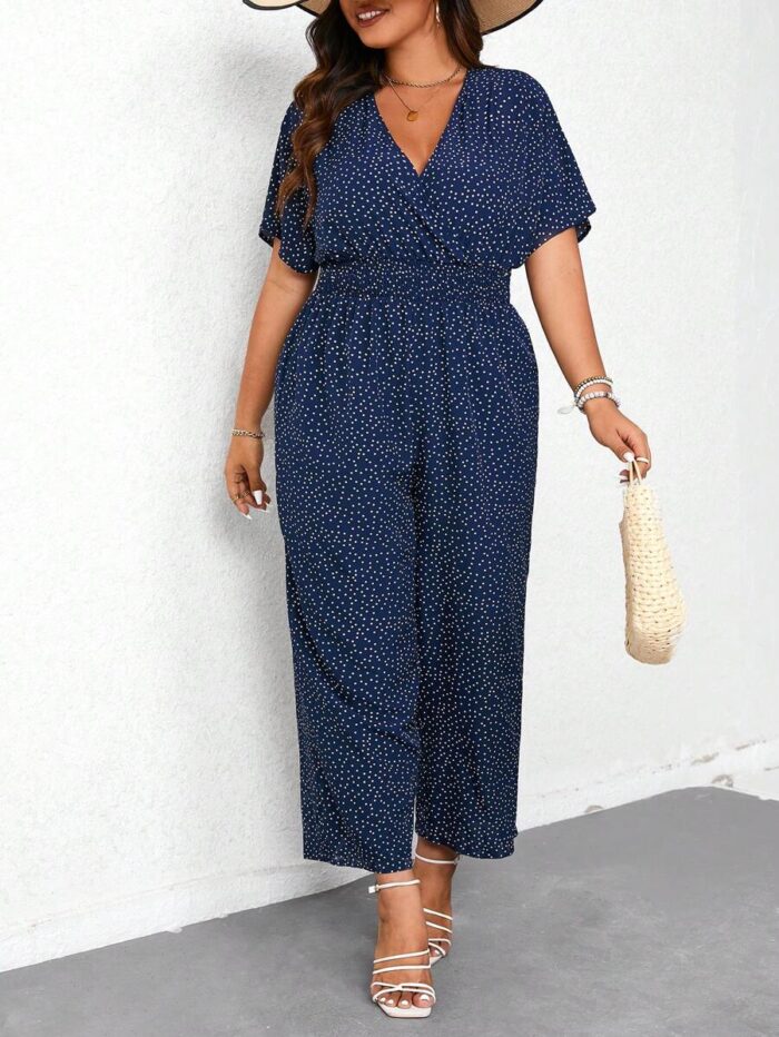 SHEIN GRANDE TAILLE (44/46/48/50/52/54) – Combinaison ample à pois avec ceinture et col en V E55 https://sheinstyle.store original Algerie DZ