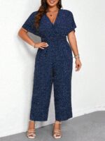 SHEIN GRANDE TAILLE (44/46/48/50/52/54) – Combinaison ample à pois avec ceinture et col en V E55 https://sheinstyle.store original Algerie DZ