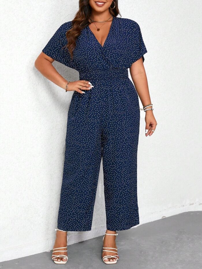 SHEIN GRANDE TAILLE (44/46/48/50/52/54) – Combinaison ample à pois avec ceinture et col en V E55 https://sheinstyle.store original Algerie DZ