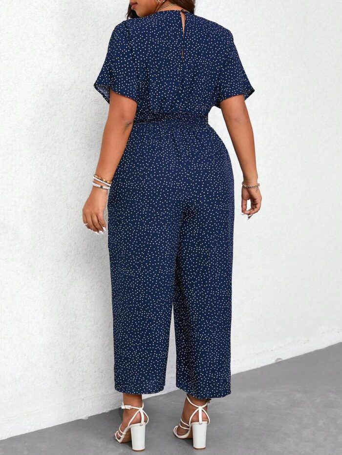 SHEIN GRANDE TAILLE (44/46/48/50/52/54) – Combinaison ample à pois avec ceinture et col en V E55 https://sheinstyle.store original Algerie DZ