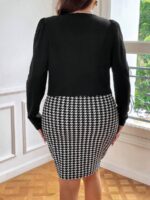 SHEIN GRANDE TAILLE (46/48/50) – Ensemble veste unie à manches bouffantes & robe à imprimé ornemental dentelé H19 https://sheinstyle.store original Algerie DZ