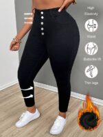 SHEIN GRANDE TAILLE (52/54) Jean skinny noir doublé coton – Confort extensible E155 https://sheinstyle.store original Algerie DZ