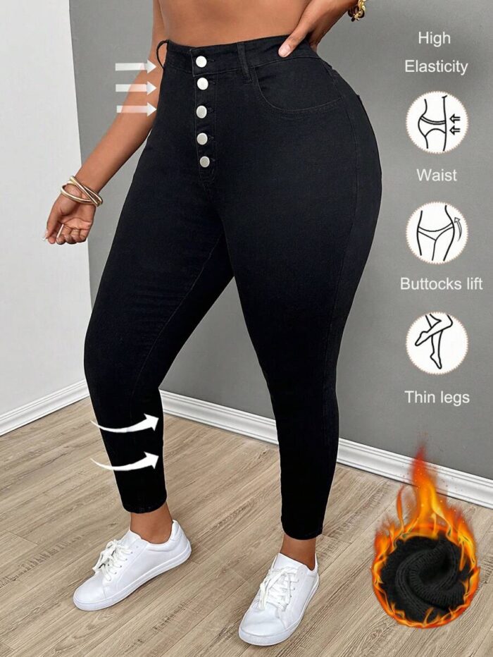 SHEIN GRANDE TAILLE (52/54) Jean skinny noir doublé coton – Confort extensible E155 https://sheinstyle.store original Algerie DZ
