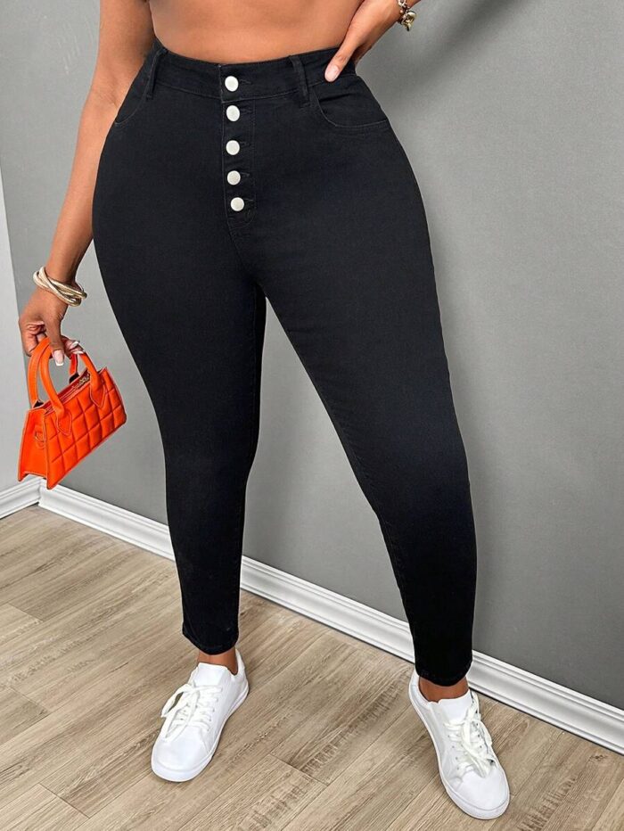 SHEIN GRANDE TAILLE (52/54) Jean skinny noir doublé coton – Confort extensible E155 https://sheinstyle.store original Algerie DZ
