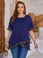 SHEIN GRANDE TAILLE (44/46/48/50/52/54) Liquette imprimée à col rond – coupe décontractée et finitions soignées E69 https://sheinstyle.store original Algerie DZ
