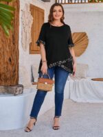 SHEIN GRANDE TAILLE (44/46/48/50/52/54) Liquette imprimée à col rond – coupe décontractée et finitions soignées E26 https://sheinstyle.store original Algerie DZ