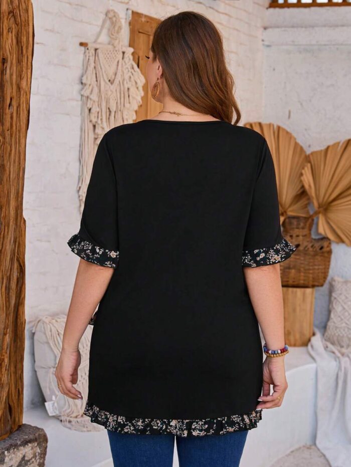 SHEIN GRANDE TAILLE (44/46/48/50/52/54) Liquette imprimée à col rond – coupe décontractée et finitions soignées E26 https://sheinstyle.store original Algerie DZ