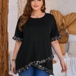 SHEIN GRANDE TAILLE (44/46/48/50/52/54) Liquette imprimée à col rond – coupe décontractée et finitions soignées E26 https://sheinstyle.store original Algerie DZ