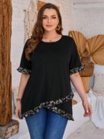 SHEIN GRANDE TAILLE (44/46/48/50/52/54) Liquette imprimée à col rond – coupe décontractée et finitions soignées E26 https://sheinstyle.store original Algerie DZ