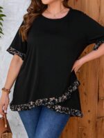 SHEIN GRANDE TAILLE (44/46/48/50/52/54) Liquette imprimée à col rond – coupe décontractée et finitions soignées E26 https://sheinstyle.store original Algerie DZ