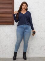 SHEIN GRANDE TAILLE (44/46/48/50/52/54) Pull uni à col V V27 https://sheinstyle.store original Algerie DZ