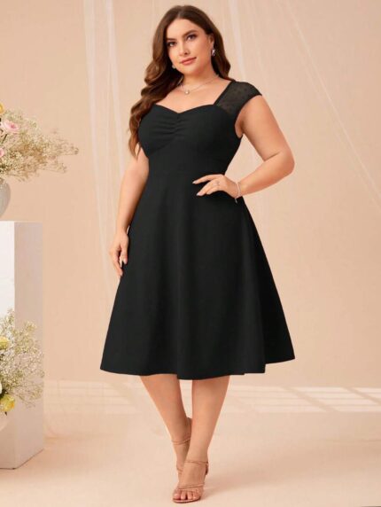 SHEIN GRANDE TAILLE (44/46/48/50/52/54) Robe à encolure cœur froncée à l'avant E65 https://sheinstyle.store original Algerie DZ
