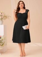 SHEIN GRANDE TAILLE (44/46/48/50/52/54) Robe à encolure cœur froncée à l'avant E65 https://sheinstyle.store original Algerie DZ