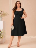 SHEIN GRANDE TAILLE (44/46/48/50/52/54) Robe à encolure cœur froncée à l'avant E65 https://sheinstyle.store original Algerie DZ