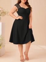 SHEIN GRANDE TAILLE (44/46/48/50/52/54) Robe à encolure cœur froncée à l'avant E65 https://sheinstyle.store original Algerie DZ