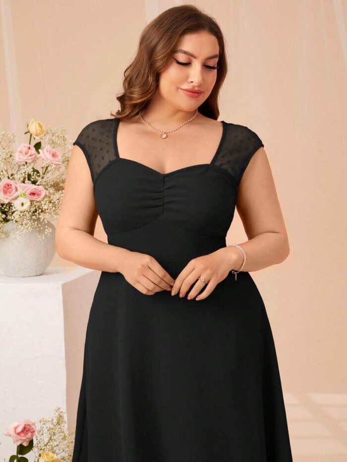 SHEIN GRANDE TAILLE (44/46/48/50/52/54) Robe à encolure cœur froncée à l'avant E65 https://sheinstyle.store original Algerie DZ