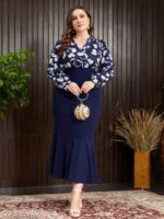 SHEIN GRANDE TAILLE (44/46/48/50/52/54) Robe à fleurs avec col cache-cœur – Élégante et féminine E77 https://sheinstyle.store original Algerie DZ
