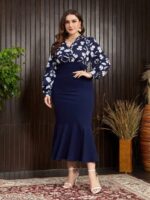 SHEIN GRANDE TAILLE (44/46/48/50/52/54) Robe à fleurs avec col cache-cœur – Élégante et féminine E77 https://sheinstyle.store original Algerie DZ