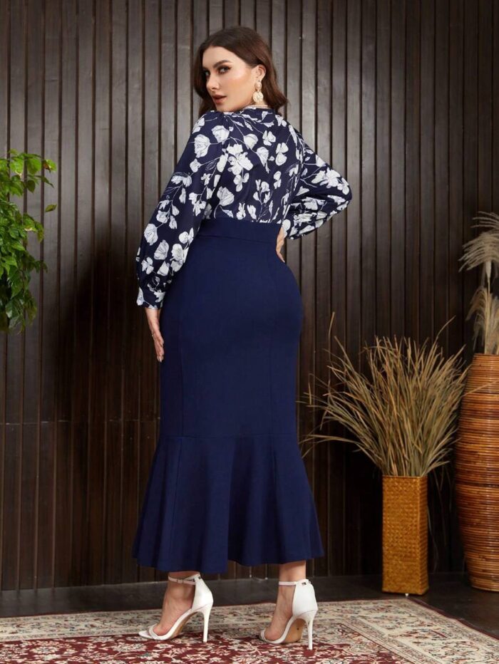 SHEIN GRANDE TAILLE (44/46/48/50/52/54) Robe à fleurs avec col cache-cœur – Élégante et féminine E77 https://sheinstyle.store original Algerie DZ