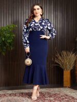 SHEIN GRANDE TAILLE (44/46/48/50/52/54) Robe à fleurs avec col cache-cœur – Élégante et féminine E77 https://sheinstyle.store original Algerie DZ