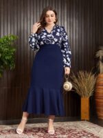 SHEIN GRANDE TAILLE (44/46/48/50/52/54) Robe à fleurs avec col cache-cœur – Élégante et féminine E77 https://sheinstyle.store original Algerie DZ
