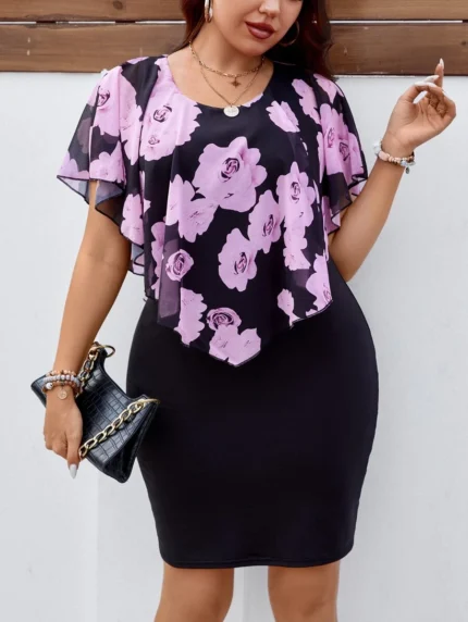 SHEIN GRANDE TAILLE (44/46) – Robe à fleurs avec manches papillon élégantes E57 https://sheinstyle.store original Algerie DZ
