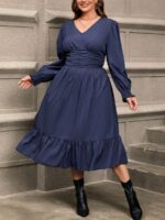 SHEIN GRANDE TAILLE (44/46/48/50/52/54) Robe à taille froncée et ourlet volant V23 https://sheinstyle.store original Algerie DZ