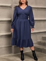 SHEIN GRANDE TAILLE (44/46/48/50/52/54) Robe à taille froncée et ourlet volant V23 https://sheinstyle.store original Algerie DZ
