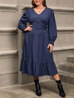 SHEIN GRANDE TAILLE (44/46/48/50/52/54) Robe à taille froncée et ourlet volant V23 https://sheinstyle.store original Algerie DZ