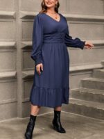 SHEIN GRANDE TAILLE (44/46/48/50/52/54) Robe à taille froncée et ourlet volant V23 https://sheinstyle.store original Algerie DZ