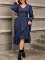SHEIN GRANDE TAILLE (44/46/48/50/52/54) Robe à taille froncée et ourlet volant V23 https://sheinstyle.store original Algerie DZ