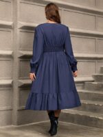 SHEIN GRANDE TAILLE (44/46/48/50/52/54) Robe à taille froncée et ourlet volant V23 https://sheinstyle.store original Algerie DZ