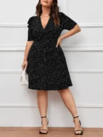 SHEIN GRANDE TAILLE (44/46/48/50/52/54) Robe courte à pois avec manches bouffantes – style estival E20 https://sheinstyle.store original Algerie DZ