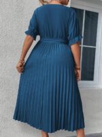 SHEIN GRANDE TAILLE (44/46/48/50/52/54) Robe élégante à col croisé, manches bouffantes et taille ceinturée E58 https://sheinstyle.store original Algerie DZ