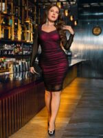 SHEIN GRANDE TAILLE (44/46/48/50/52/54) Robe élégante noire avec doublure bordeaux – Soirée chic E169 https://sheinstyle.store original Algerie DZ
